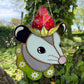 Strawberry Opossum Stained Glass Suncatcher