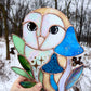 Blue Barn Owl Large Stained Glass Suncatcher