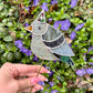Hat Pigeon Stained Glass Planter Stake
