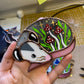 Mini Red Mushroom Sleepy Opossum Stained Glass Suncatcher