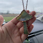 Emerald Mushroom Stained Glass Car Charm