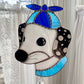 Blue Helicopter Hat Dog Stained Glass Suncatcher