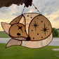 Large Celestial Pink Fox Stained Glass Suncatcher