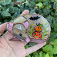 Mini Tan Rat with Stacked Pumpkins Stained Glass Suncatcher
