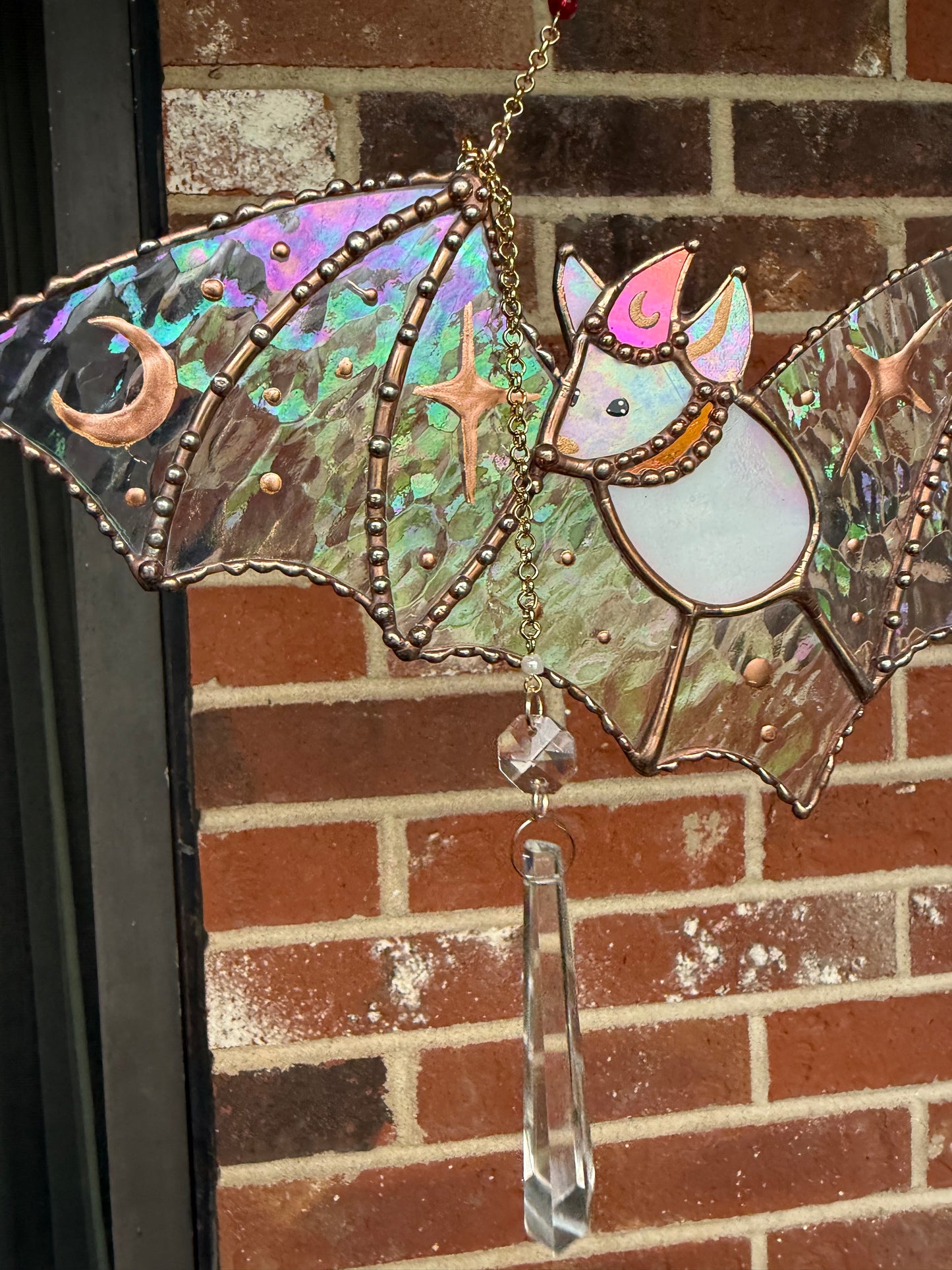 Celestial Bat Stained Glass Suncatcher