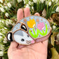 Sleepy Yellow and Pink Tulip Opossum Mini Stained Glass Suncatcher