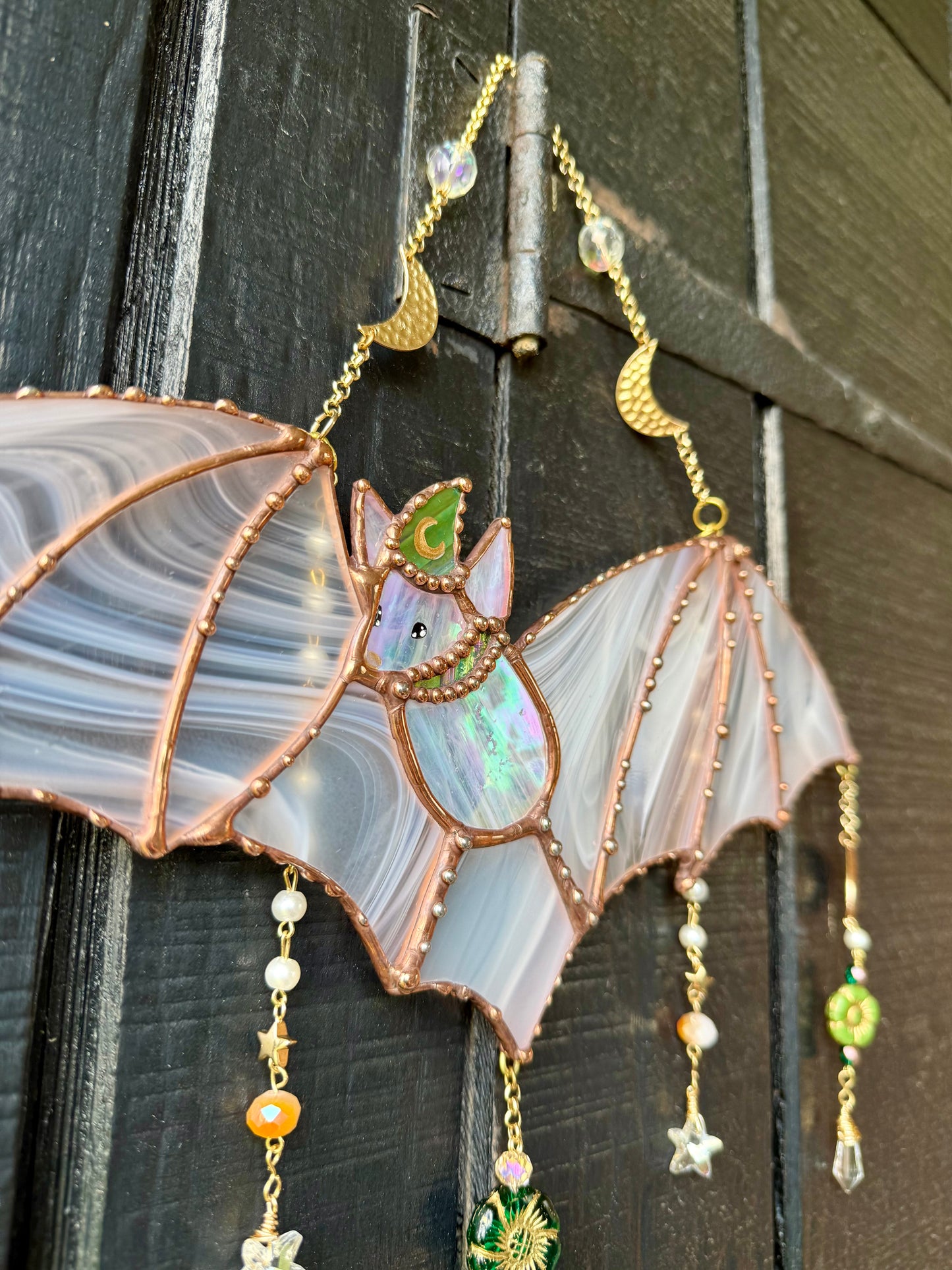 Garden Wizard Bat Stained Glass Suncatcher