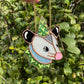 Green Iridescent Heart Opossum Stained Glass Ornament