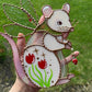 Spring Fairy Rat Stained Glass Suncatcher