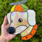 Helicopter Hat Dog Stained Glass Suncatcher