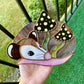 Enchanted Green Mushroom Opossum Stained Glass Suncatcher