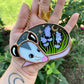 Sleepy Lavender Opossum Stained Glass Ornament