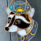 Blue Whimsy Cowboy Raccoon Stained Glass Artwork