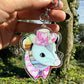 Silver Pink Pony Opossum Holographic Acrylic Bag Charm