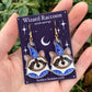 Blue and Gold Wizard Raccoon Acrylic Earrings