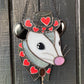 Red Heart Cowboy Opossum Stained Glass Suncatcher