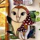 Red Mushroom Owl Stained Glass Suncatcher
