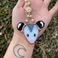 Flower Opossum Stained Glass Charm