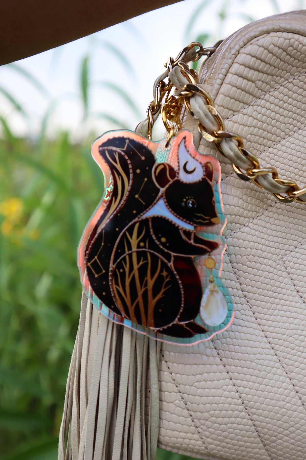 Forest Squirrel Holographic Acrylic Bag Charm