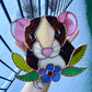 Flower Rat Stained Glass Suncatcher