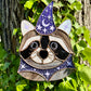 Purple Celestial Wizard Raccoon Stained Glass Suncatcher