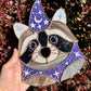 Purple Celestial Wizard Raccoon Stained Glass Suncatcher