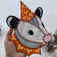 Orange Lovely Opossum Stained  Glass Suncatcher
