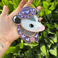 Mini Purple Cowboy Opossum Stained Glass Ornament