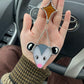 Silver Opossum Starburst Stained Glass Car Charm