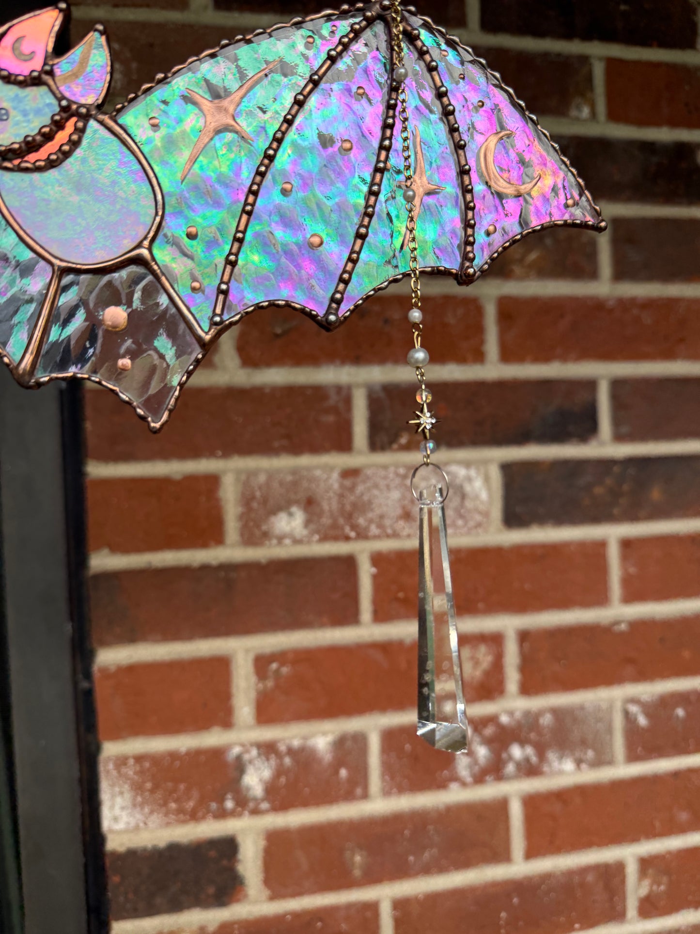 Celestial Bat Stained Glass Suncatcher