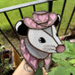 Pink Pony Opossum Stained Glass Suncatcher