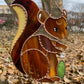 Golden Squirrel Wizard Stained Glass Suncatcher