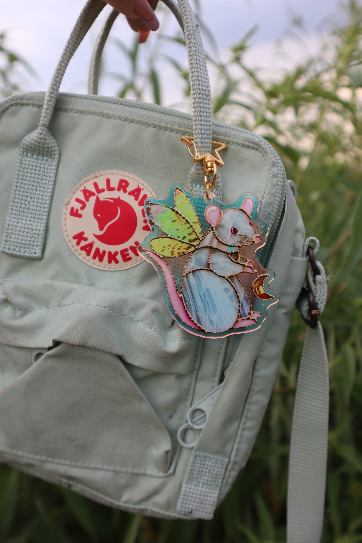 White Fairy Rat Holographic Acrylic Bag Charm