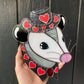 Red Heart Cowboy Opossum Stained Glass Suncatcher