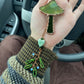 Emerald Mushroom Stained Glass Car Charm