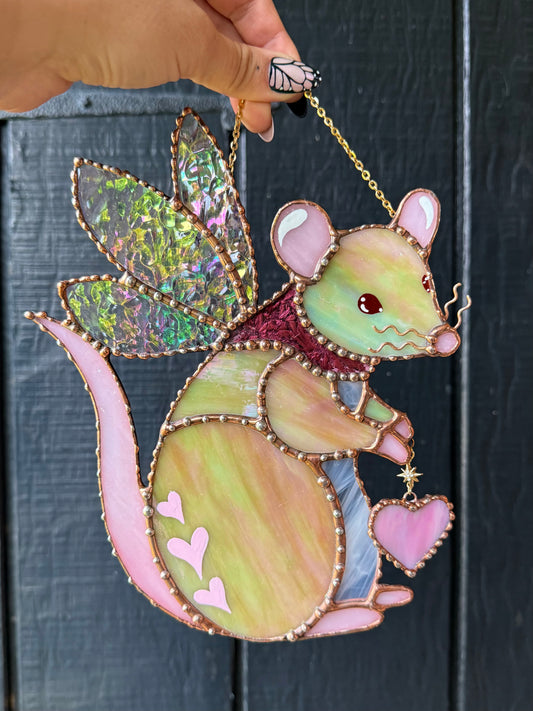 Fairy Rat Stained Glass Suncatcher