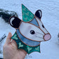 Teal Lovely Opossum Stained Glass Suncatcher