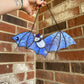 Black and Blue Wizard Bat Stained Glass Suncatcher