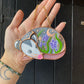 Sleepy Lavender Opossum Stained Glass Ornament