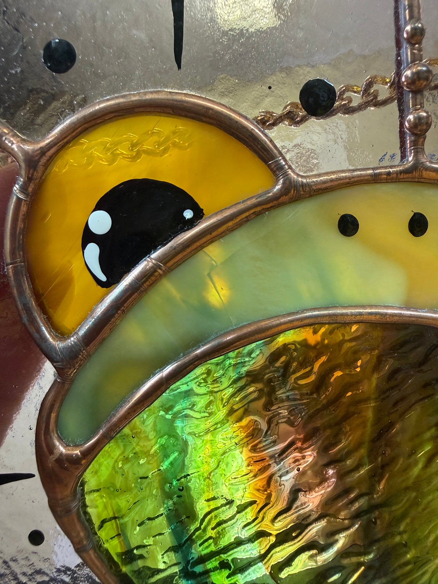 ( has small crack) Lilac Frog Stained Glass Suncatcher