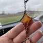 Black Cat and Starburst Stained Glass Car Charm