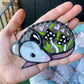 Black and Pink Opossum Stained Glass Ornament