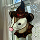Garnet Witch Opossum Stained Glass Suncatcher