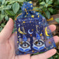 Blue and Gold Wizard Raccoon Acrylic Earrings