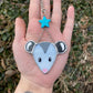 Blue Star Opossum Stained Glass Charm