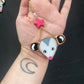 Hot Pink Star Opossum Stained Glass Charm