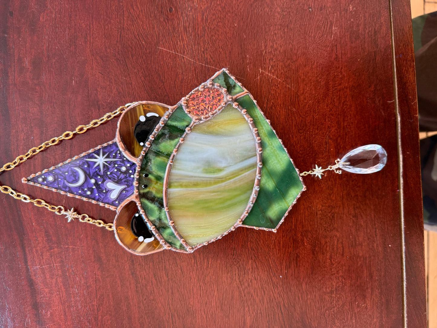 Wizard Frog Stained Glass Suncatcher