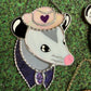 Purple and Tan Cowboy Opossum Stained Glass Suncatcher