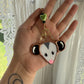 Green Heart Opossum Stained Glass Car Charm
