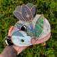 Purple Flower Opossum Stained Glass Suncatcher